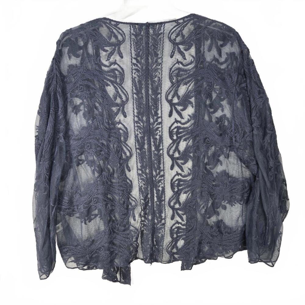 Sundance Sheer Floral Lace Mesh Cardigan Blue Boho Kimono Wrap Shrug Large - Picture 3 of 7